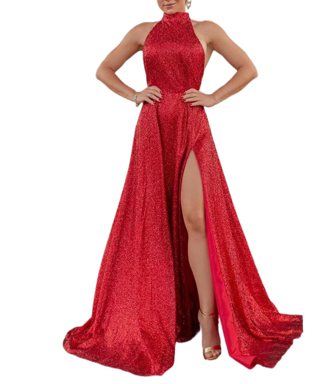 Kvinnors Lång Aftonklänning Elegant Spandex-5