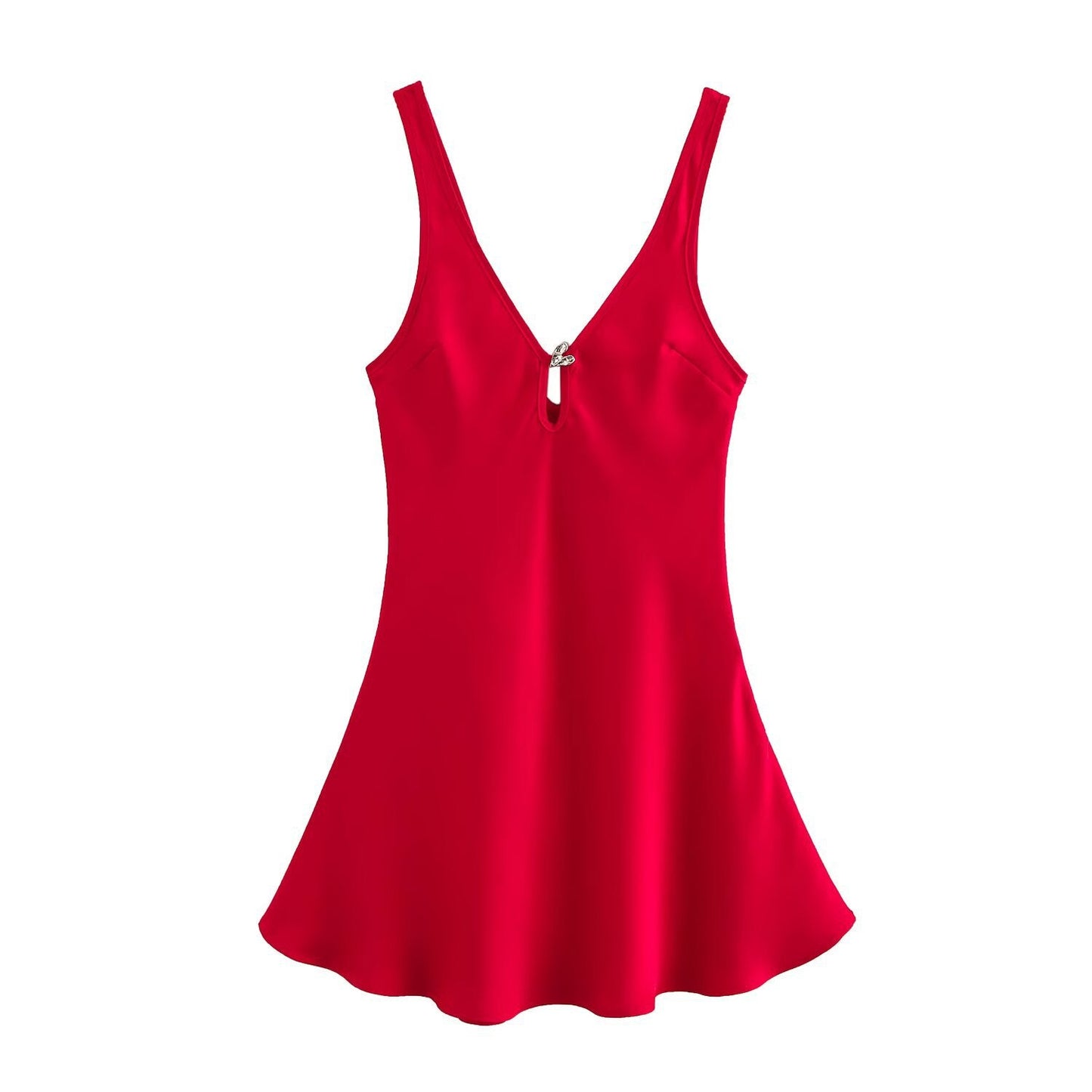 Variant image for Dam Kort Klänning V-ringning Rygglös Ärmfri Högkvalitativt Tyg-1