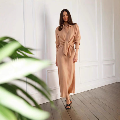 Variant image for Kvinnors Långärmad Skjorta Hög Delning Bomull-1