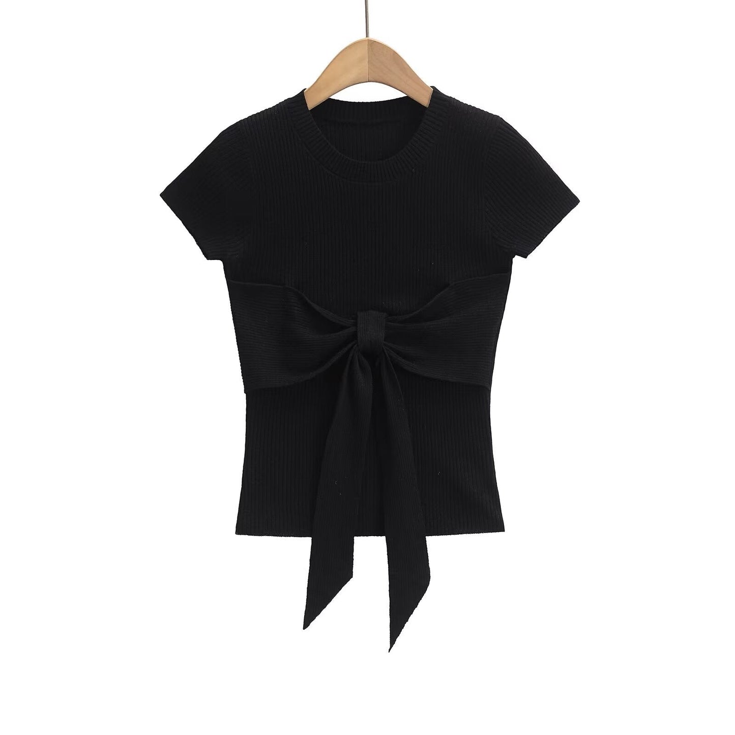 Variant image for Dam Topp Korta Ärmar Dekorativ Slinga Ribbmaterial-5