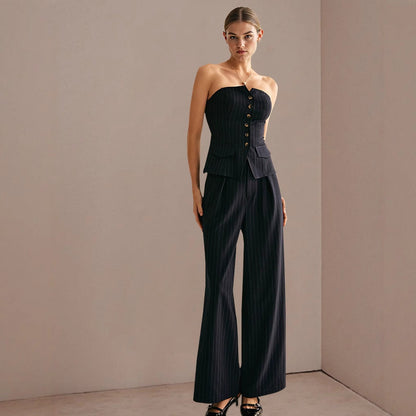 Kvinnor Blazer Topp Skräddarsydd Lätt Tyg Stripmönster 2