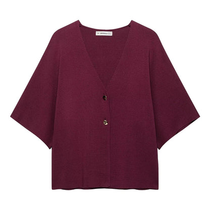 Kvinnors Kofta V-hals Mjukt Tyg Med Dekorativa Knappar-3