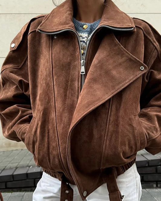 Kvinnors Velorjacka Asymmetrisk Design med Midjebälte 1