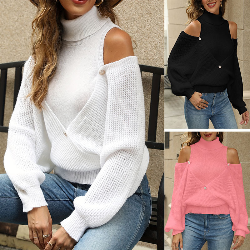 Dam Off-Shoulder Blus Lös Passform Akryl-2