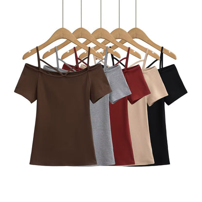Kvinnors Off-Shoulder Topp i Mjuk och Lätt Tyg – Trendig Design för Sommarfester och Avslappnade Dagar 2