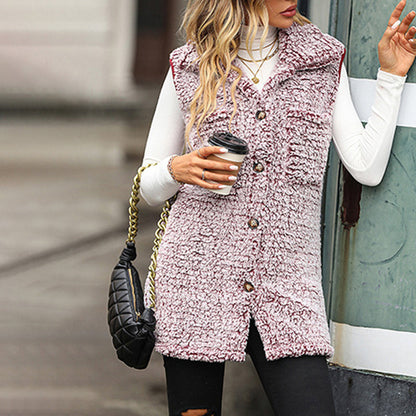 Dam Cardigan Plysch Avslappnad Bomull Polyester-6