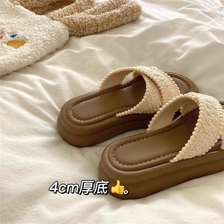 Dam Tofflor Elegant Tvärdesign Halkfri Vadderad Sula Högkvalitativt Material 5