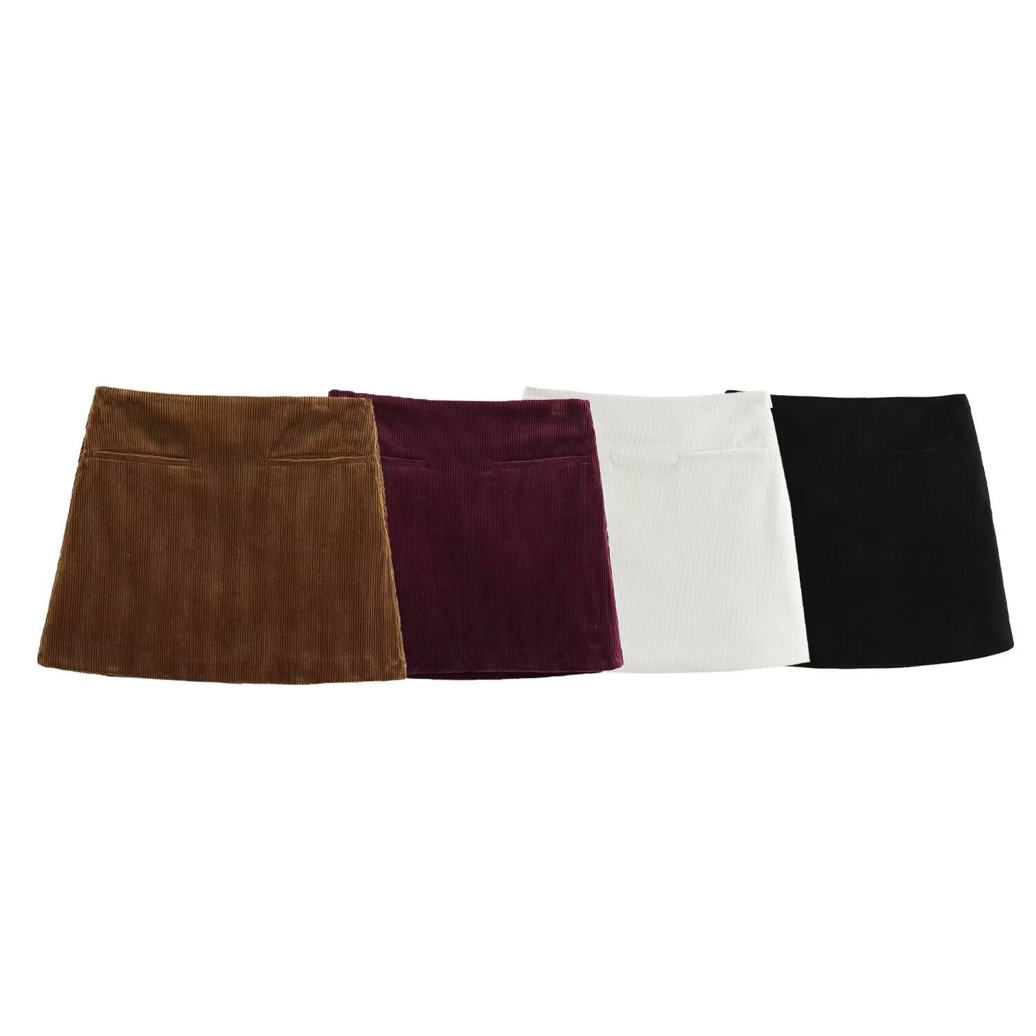 Kvinna Minikjol A-Linjeformad Corduroy Kort Kjol-2