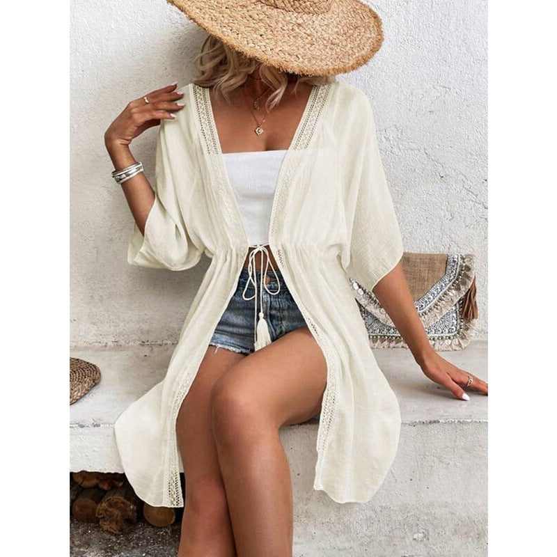 Dam Raglanärm Top med Bindande Band Polyester-4