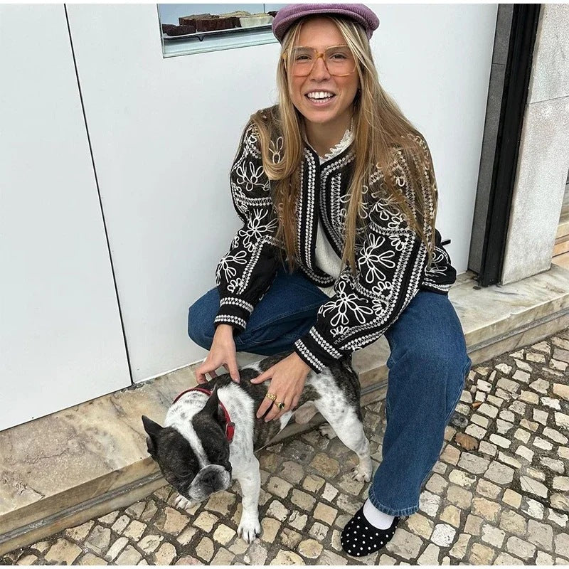 Damkjol Blommönster Elastiskt Midjeband Lätt Andningsbart Tyg-4