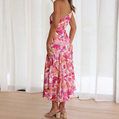 Asymmetrisk Damklänning En Axel i Lätt Andningsbart Tyg – Elegant Loose Fit för Sommarfest och Avslappnade Dagar 3