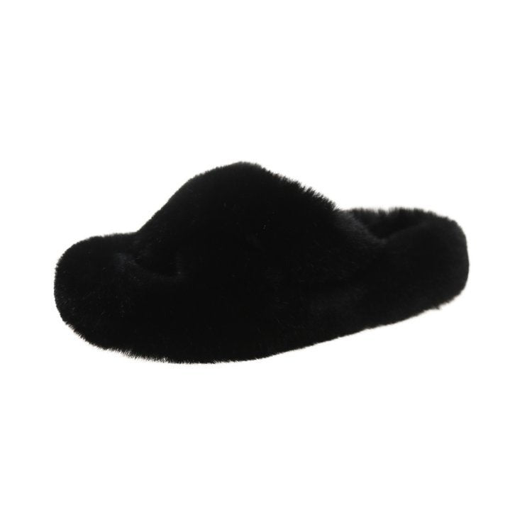 Damtofflor Fluffiga med Dekorativ Päls och Dämpande Sula 10