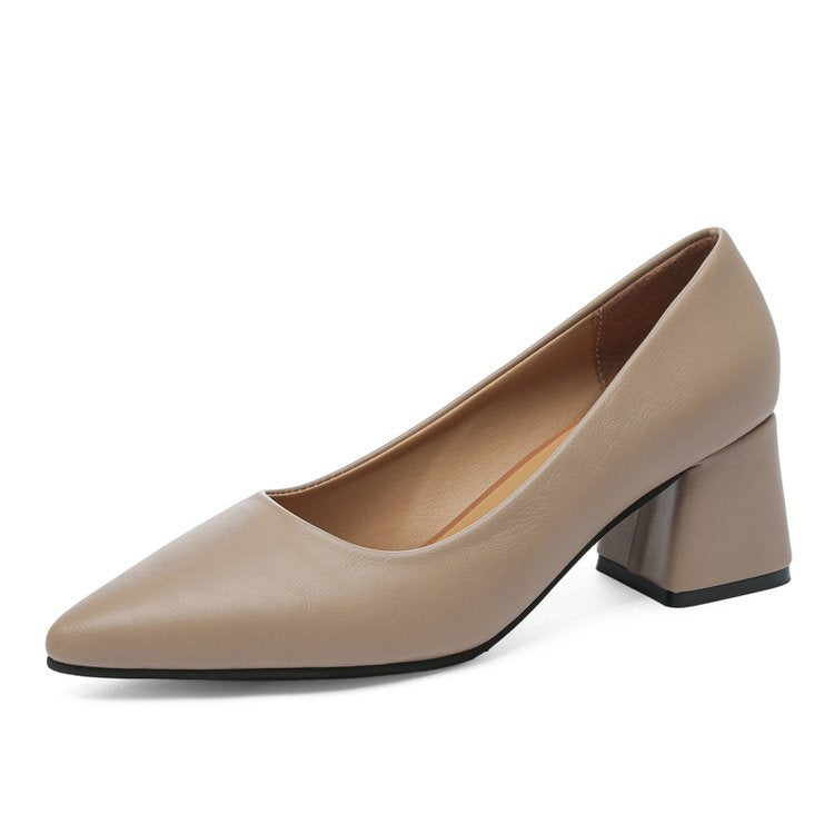 Kvinnor Blockklack Pumps Läder Elegant Komfort 7 cm Klack-1