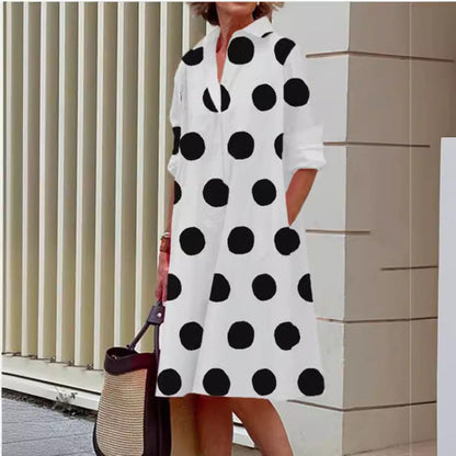 Dam Midi Skjorta Blommig A-linjeformad i 100% Bomull-4