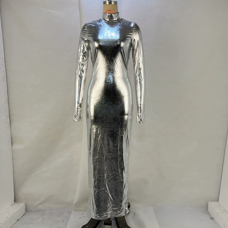 Variant image for Kvinnors Bodycon Klänning Slim Fit Polyester med Ståkrage-5