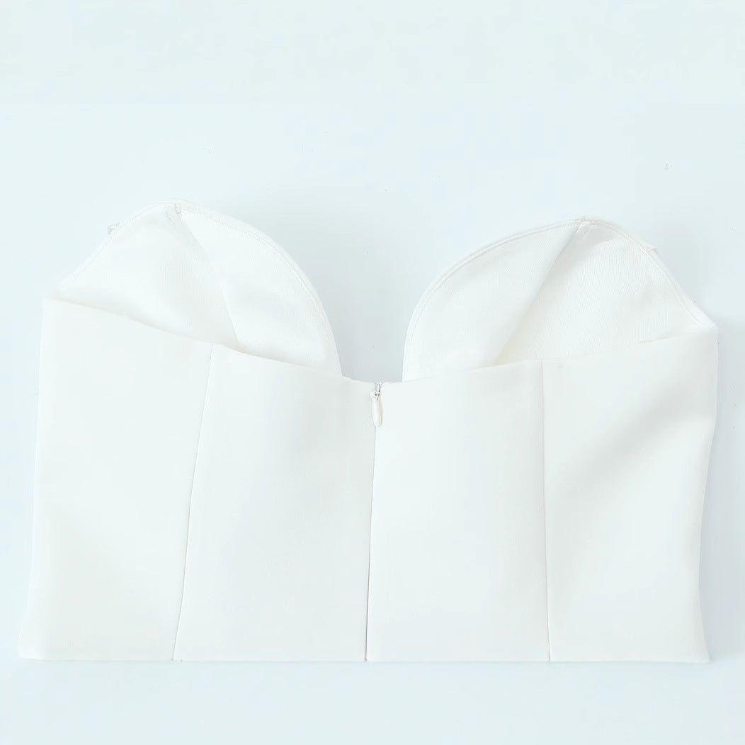 Damklänning A-Linje V-Hals Mini Monokromt Tyg-4