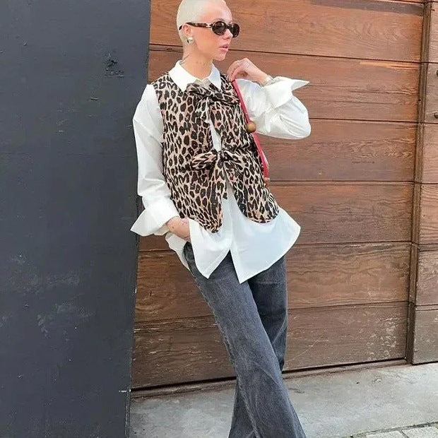 Väst Dam med Djurtryck och Bindande Bälte – Mjuk Tyg i Löst Snitt, Perfekt för Vardag och Fest 5