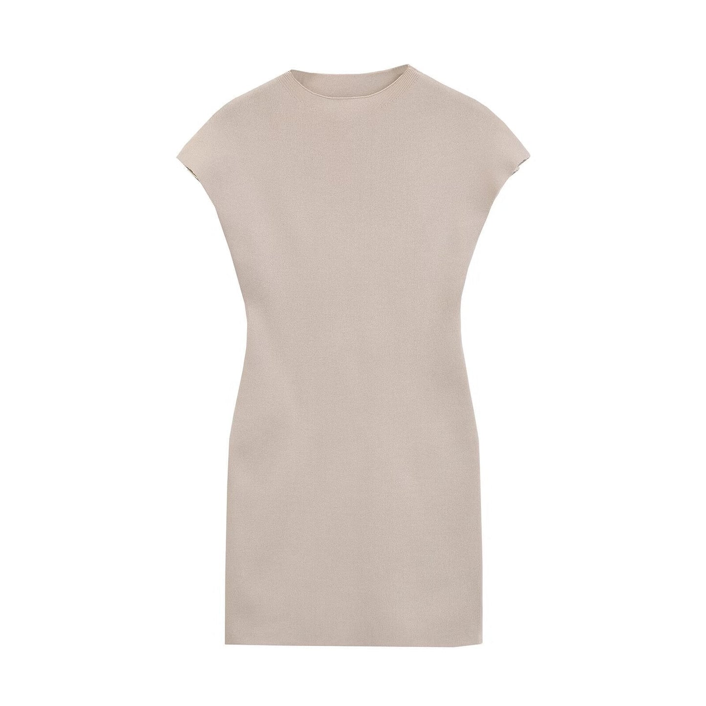 Kvinnors Kort Klänning Slim Fit Stretch Enfärgad-4