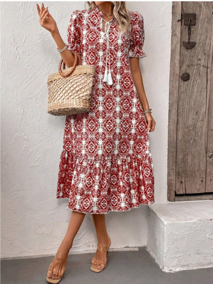 Variant image for Kvinna A-Linje Klänning Rüschen V-Hals Polyester-1