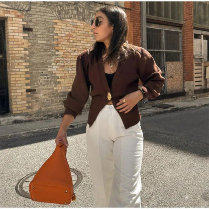 Kvinnors Cardigan Elegant Knappdetalj Mjuk Bomullsblandning 5