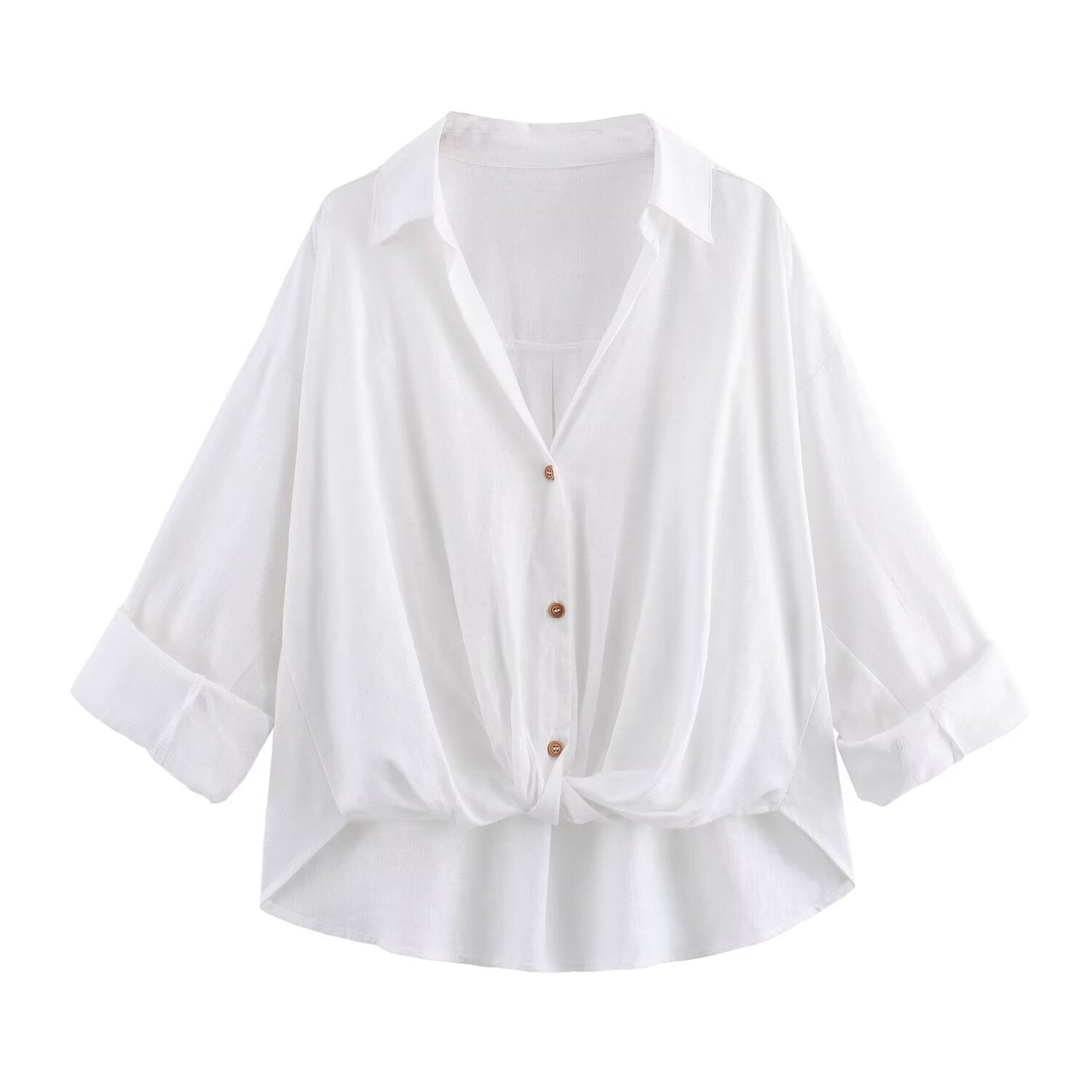 Variant image for Vit Blus Dam Långärmad Med Vänd Krage Polyester-9