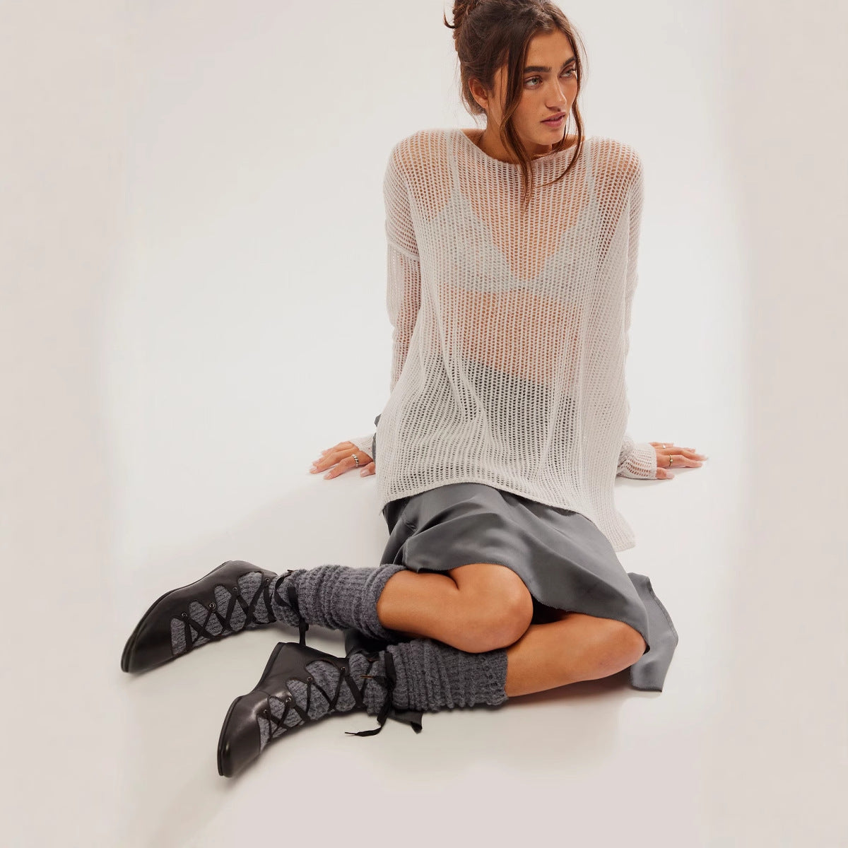 Baddräkt Dam Off-Shoulder Stickad Urban Stil-3