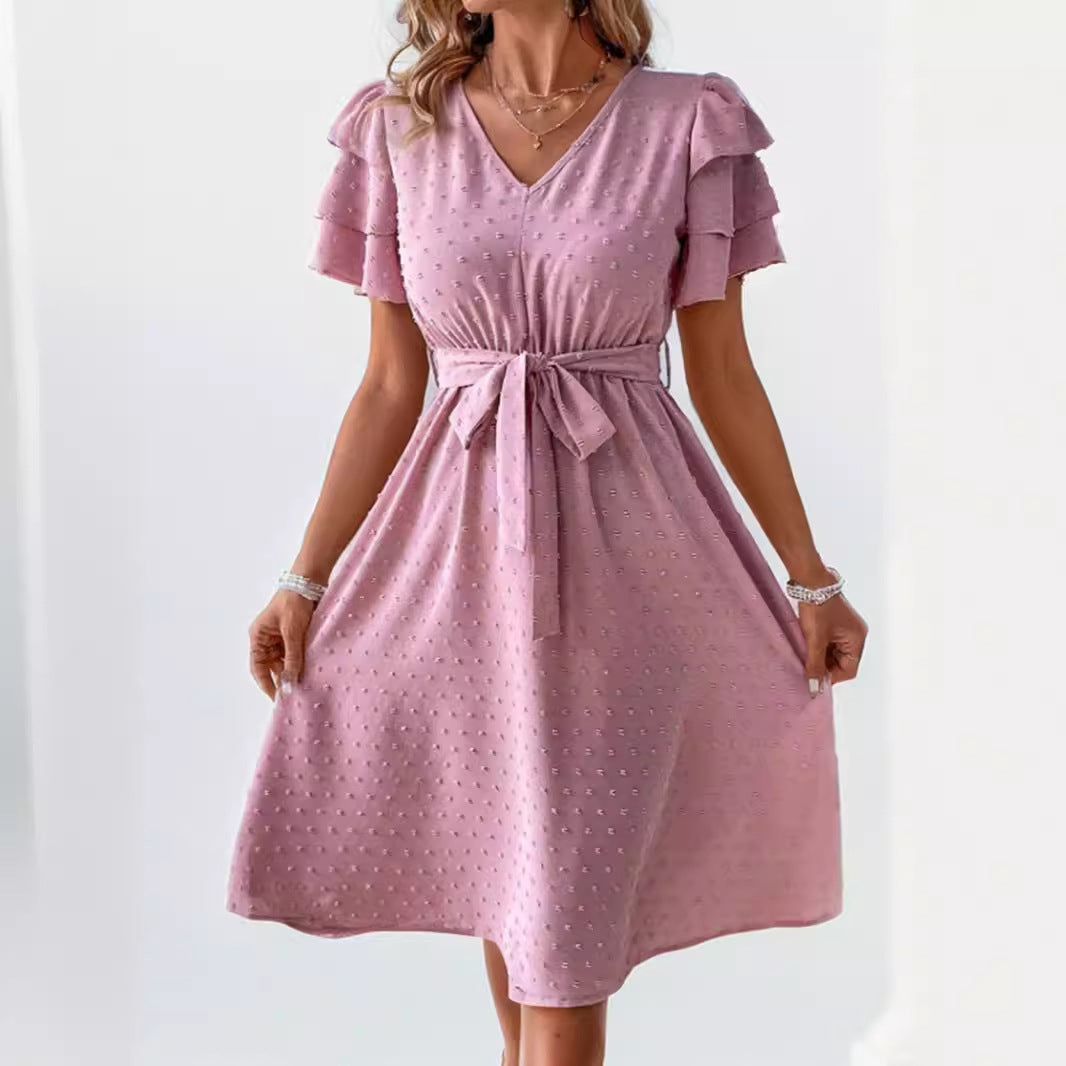 Kvinnors A-linjeformad Klänning Polka Dots Chiffong-3