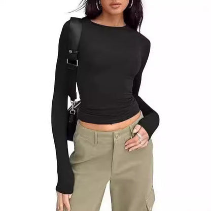 Långärmad T-shirt Dam Cirkulär Halsringning Polyester-2