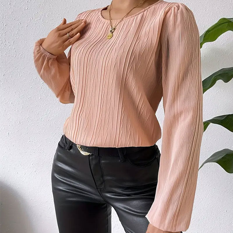 Damenbluse mit Ribdesign und Puffärmern – Leichtes, atmungsaktives Material für jeden Anlass, verschiedene Größen verfügbar 5