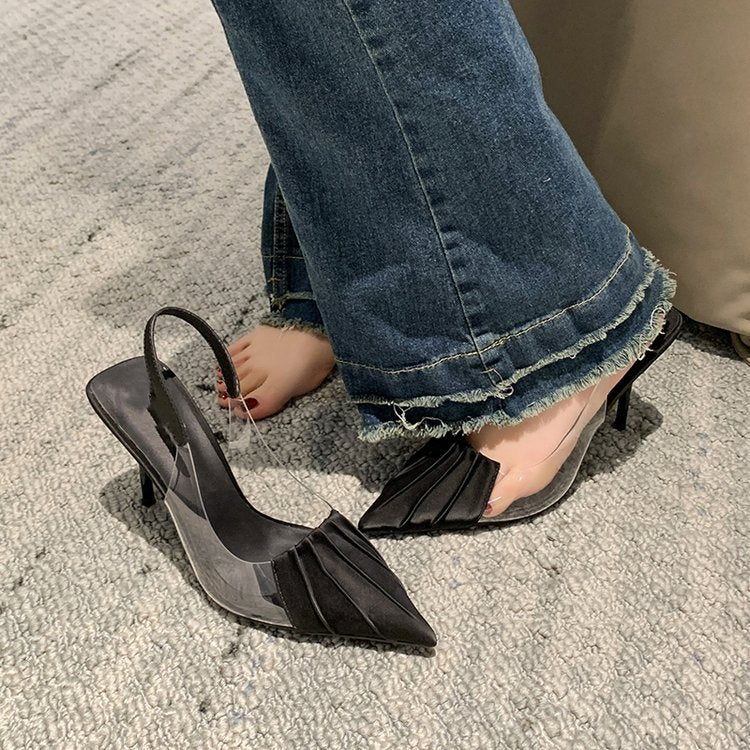 Dam Slingback Pumpar Spetsig Tå Högkvalitativt Material 3