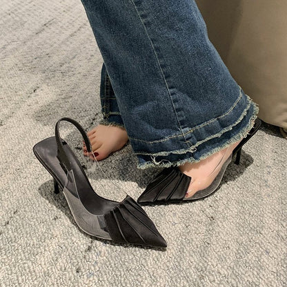 Dam Slingback Pumpar Spetsig Tå Högkvalitativt Material 3