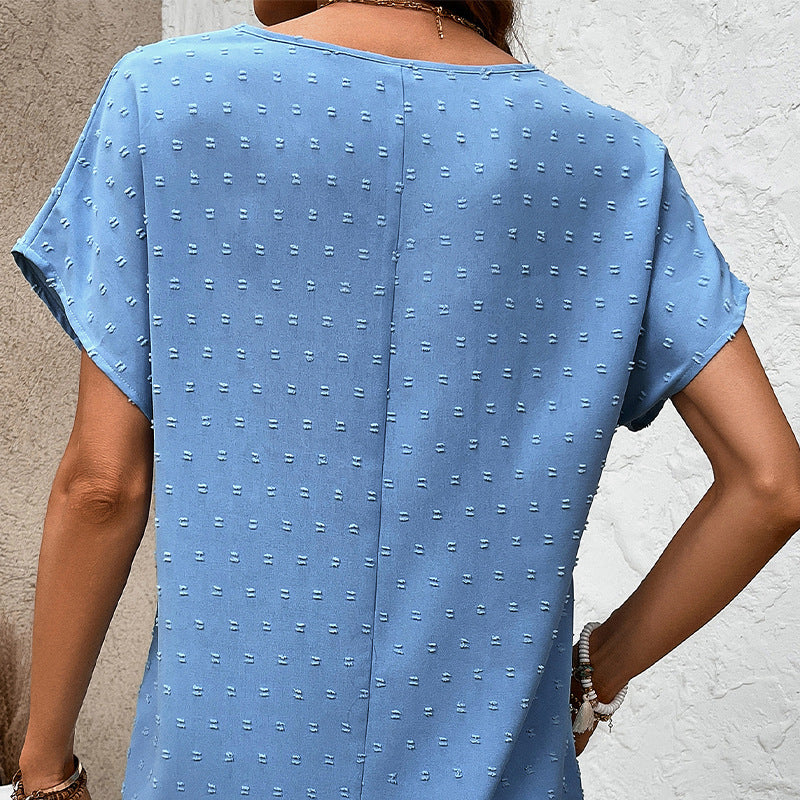 Dam T-shirt V-ringad Kortärmad Polyester-3