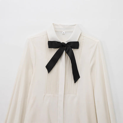 Dam Skjorta Långärmad Revers Polyester Elegant Blus-2