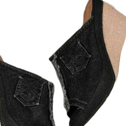 Kvinnliga Kilpantoletter Avslappnad Denim Design-6