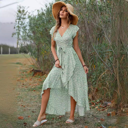 Maxiklänning Dam Asymmetrisk Design Polyester för Sommar-3