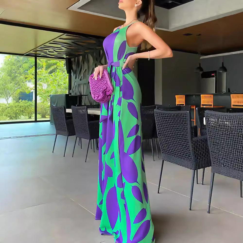 Dam Hög Midja Byxor Urban Stil Tryckt Högkvalitativt Tyg 3