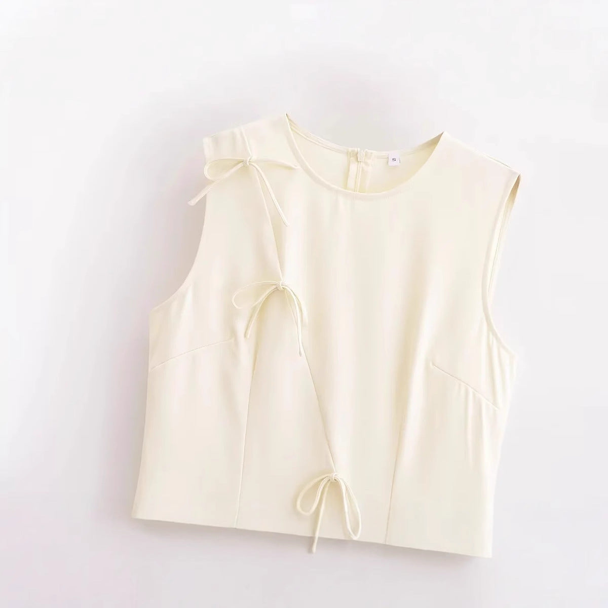 Kvinnors Klänning Cirkulär Halsringning Ärmlös Dekorativa Band Andningsbart Tyg-3