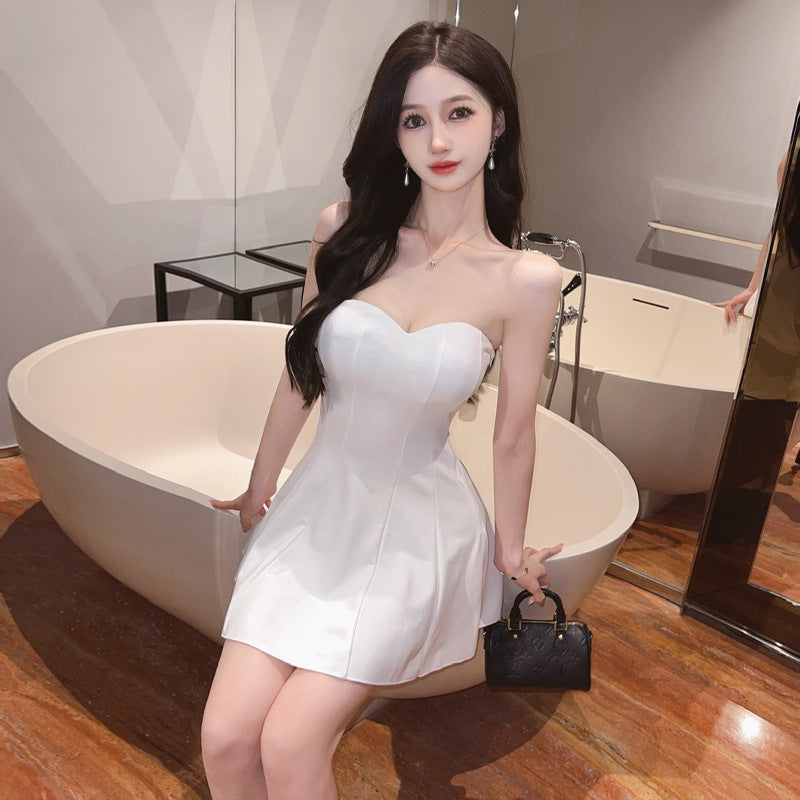 Kvinnors Kort Klänning Off-Shoulder Minimalistisk 100% Polyester-4