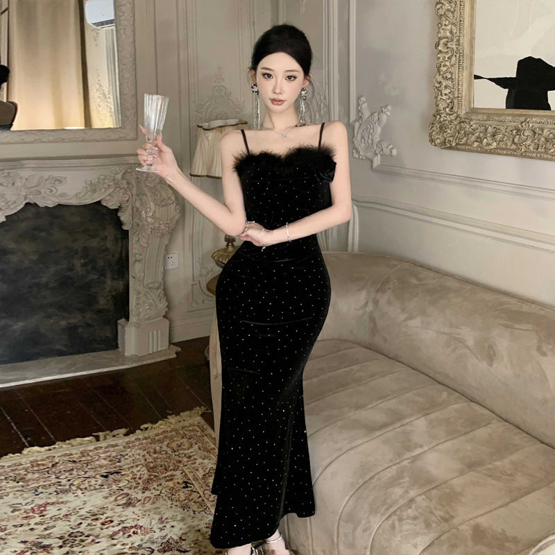 Kvinnors Bodycon Klänning V-ringning Spaghettiband Polyester Elastan-2