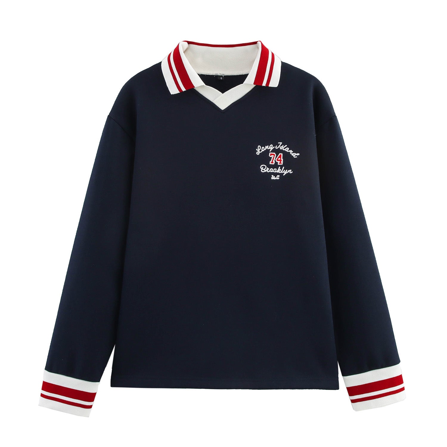 Kvinnors Långärmad Skjorta med V-ringning och Kontrastkrage – Andningsbar Bomullsmix, Bekväm Passform 3