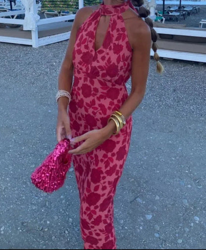 Dam Vinterklänning V-ringad Ärmös Polyester Lång Kjol-1