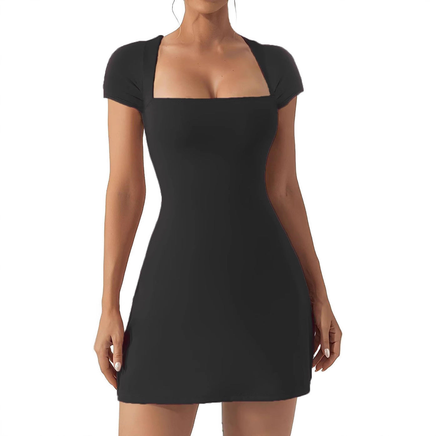 Damklänning A-Line Midjelastisk Merceriserad Bomull-3