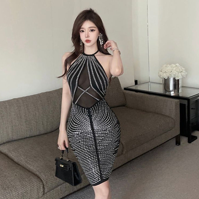 Kvinnors Bodycon Klänning Transparent Mesh-2