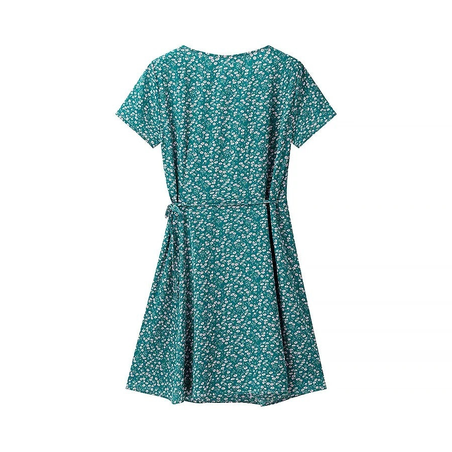 Kvinnors Omslagsklänning V-Hals Lätt Andningsbart Material-2