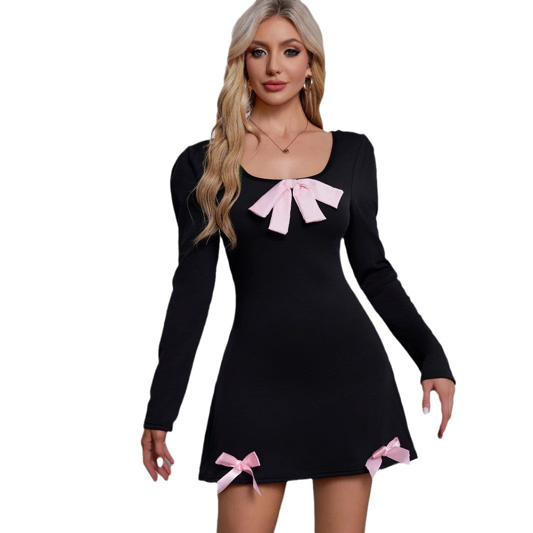 Kvinnors Miniklänning Långärmad Slingdesign i Mjukt Stretchigt Tyg – Figurflatterande Snitt för Eleganta Tillfällen 6