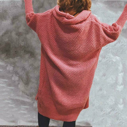 Lång Kofta Dam Enfärgad Bomull Polyester Cardigan-3