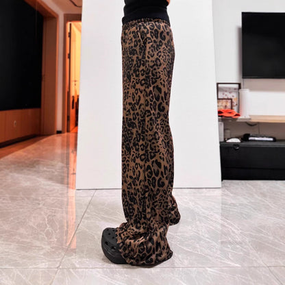 Kvinnors Raka Byxor Leopardmönster Streetwear Spandex Tyg-4