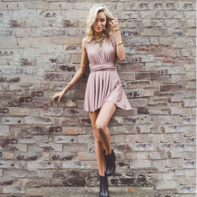 Kvinnors A-linjeformad Klänning Hög Midja Polyester-3