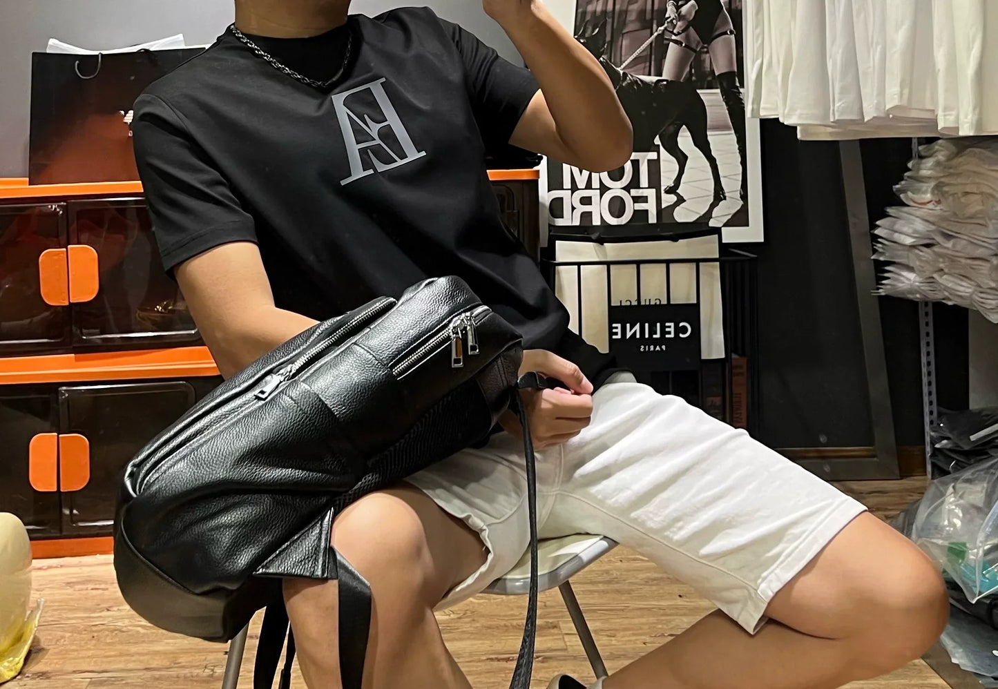 Herr T-shirt Rund Hals Kvalitets Bomull Kort Ärme-1