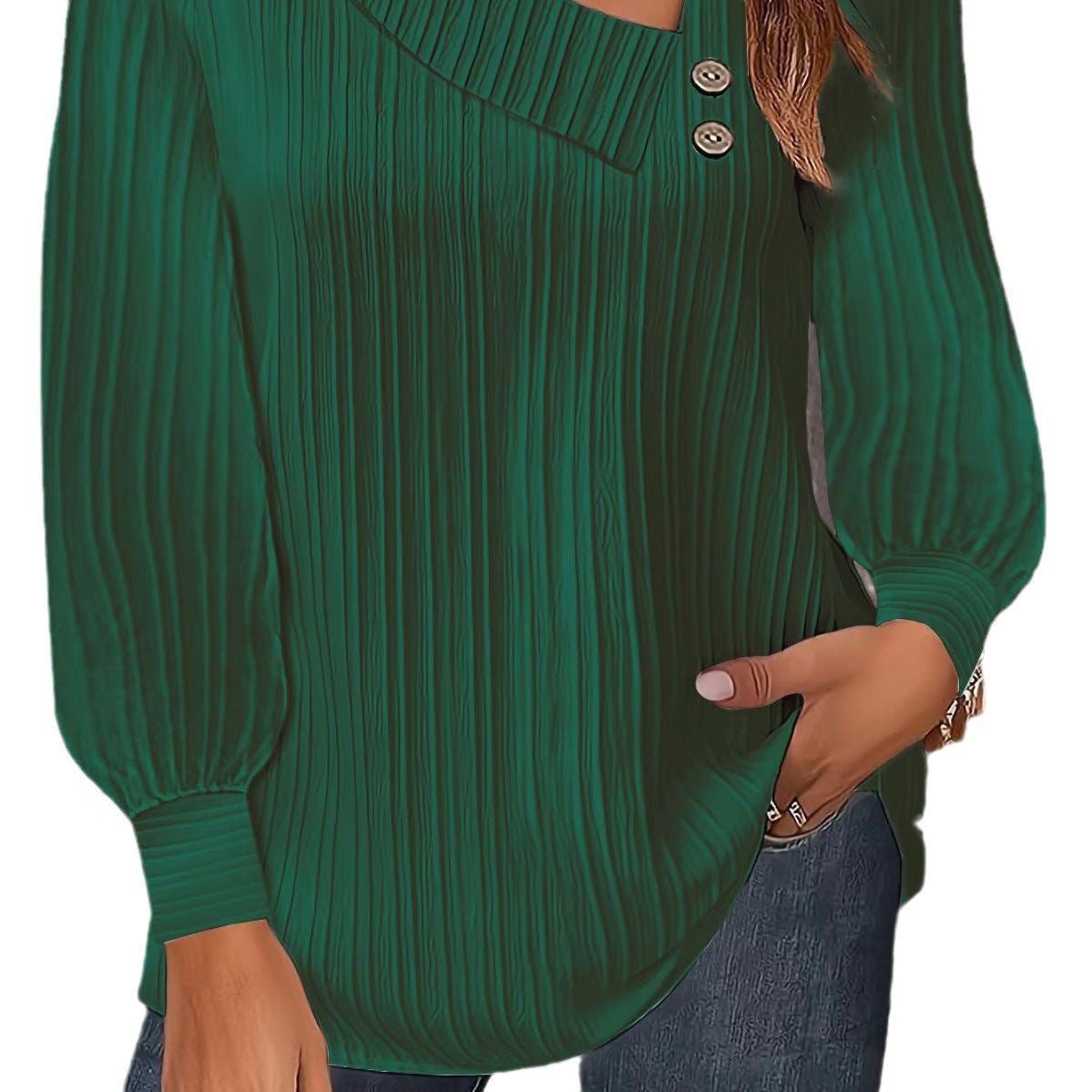 Dam Tröja V-ringad Minimalistisk Polyester Lång Ärmar-5